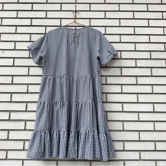 Downeast Navy Gingham Tiered Midi Dress XXL Short Sleeve Cottagecore Preppy - Picture 11 of 11